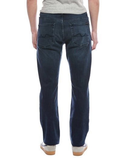 luxe performance dark blue straight jean