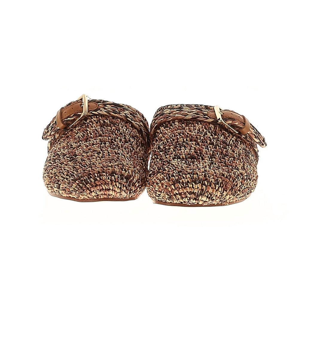 women's raffia mules in brown