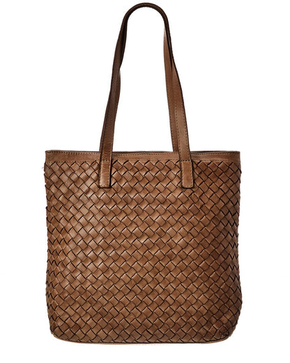 claire hand woven leather tote