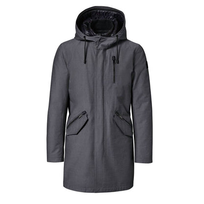 men's parka jacket in dark heather grey/black