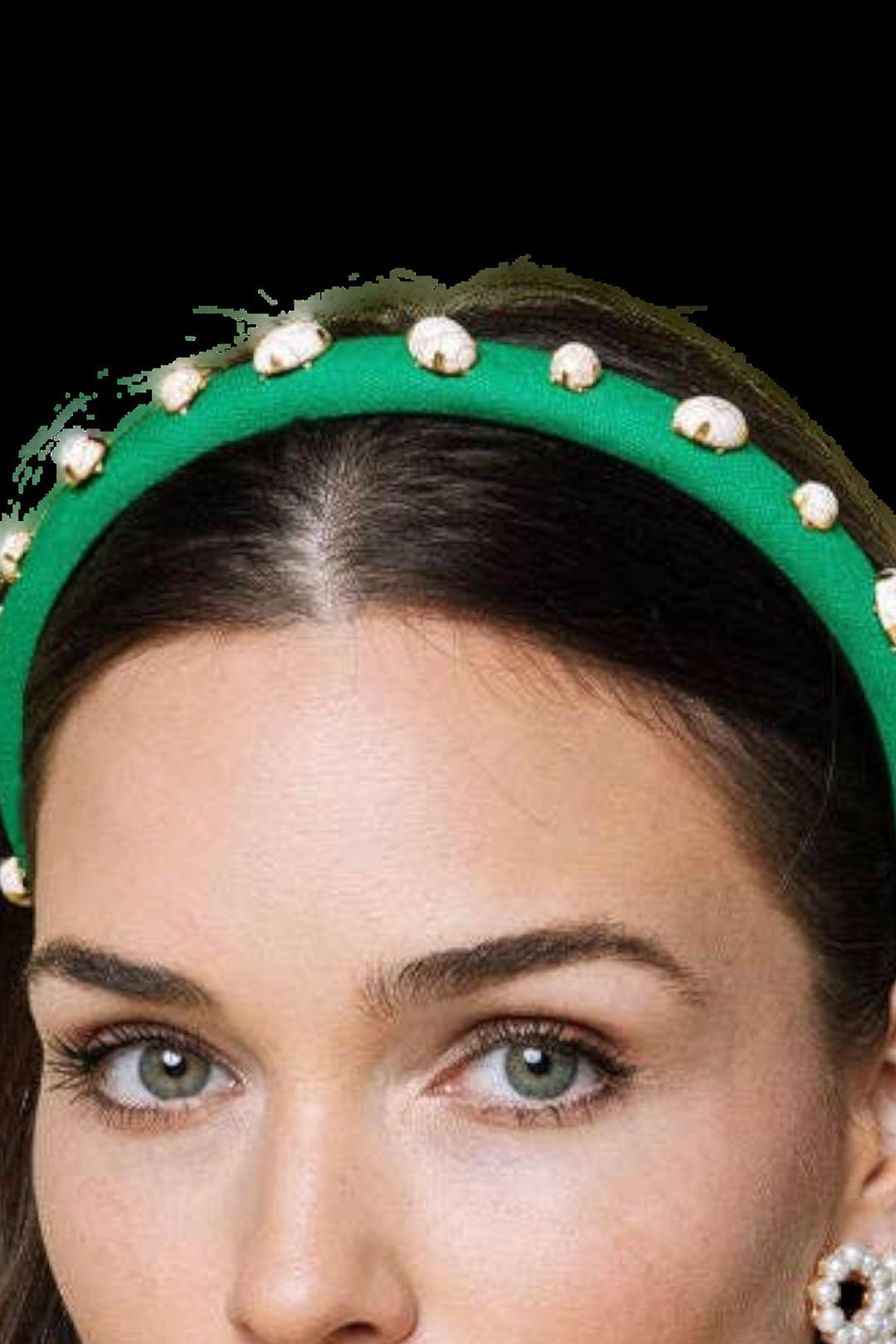 embellished canvas ultra slim headband in kelly