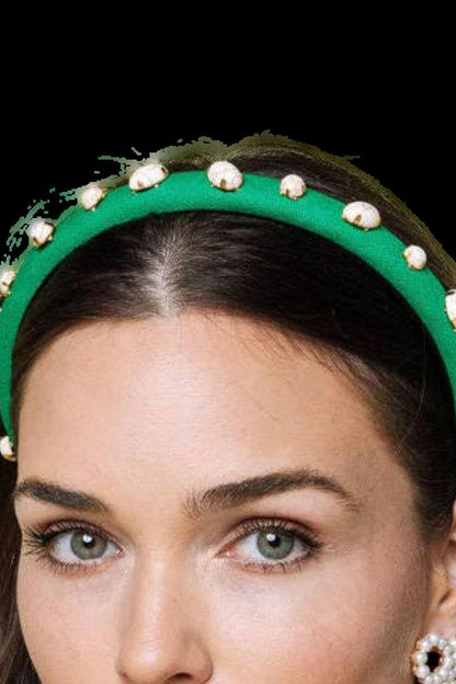 embellished canvas ultra slim headband in kelly