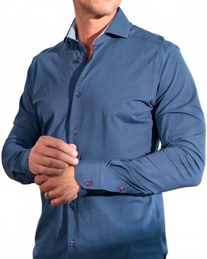 amore all way stretch long sleeve shirt in navy