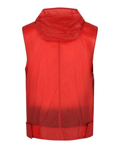 hooded windbreaker vest in red