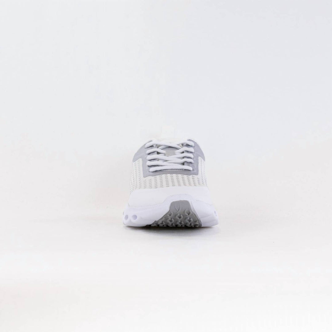 women's montclair memory foam lace up sneaker in white/silver