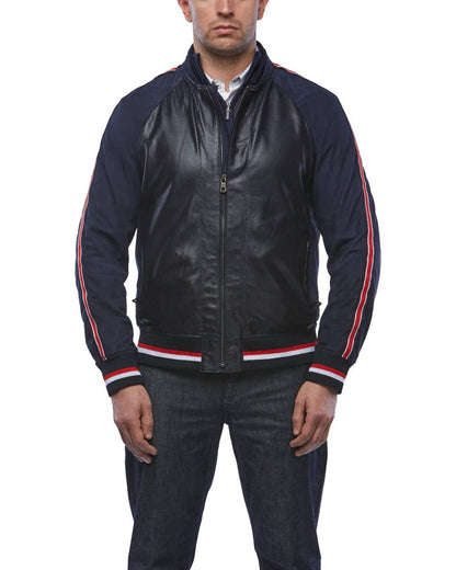 hampi leather jacket in navy