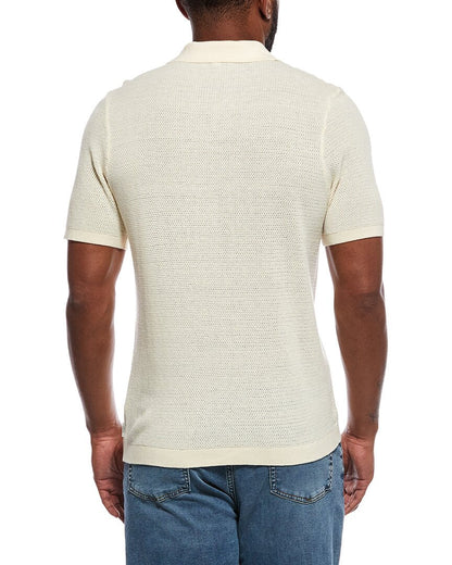 textured johnny collar polo shirt