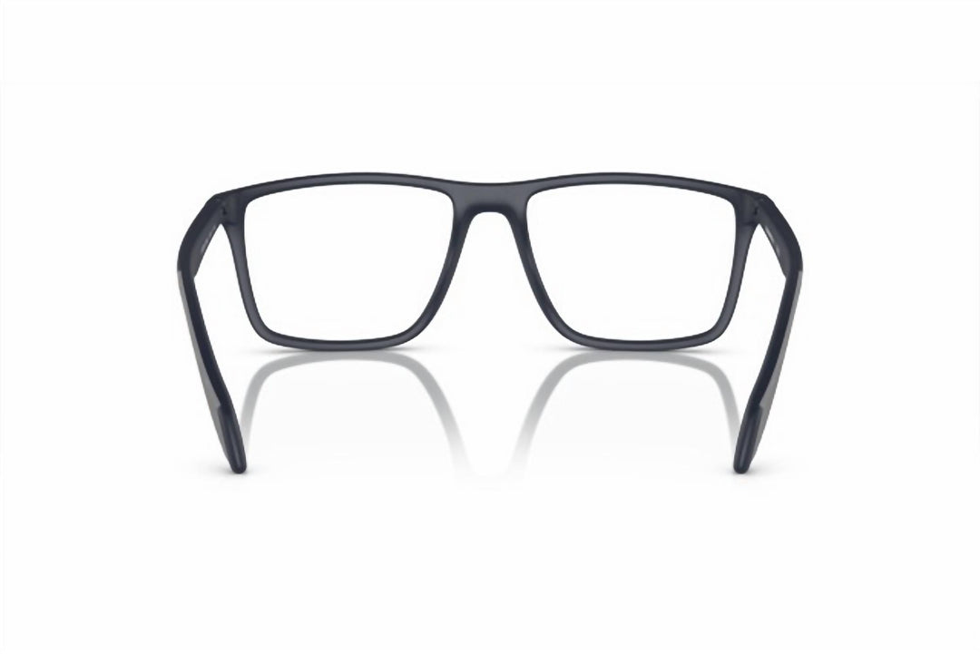 men's rectangle eyeglasses frame in matte blue rubber gray