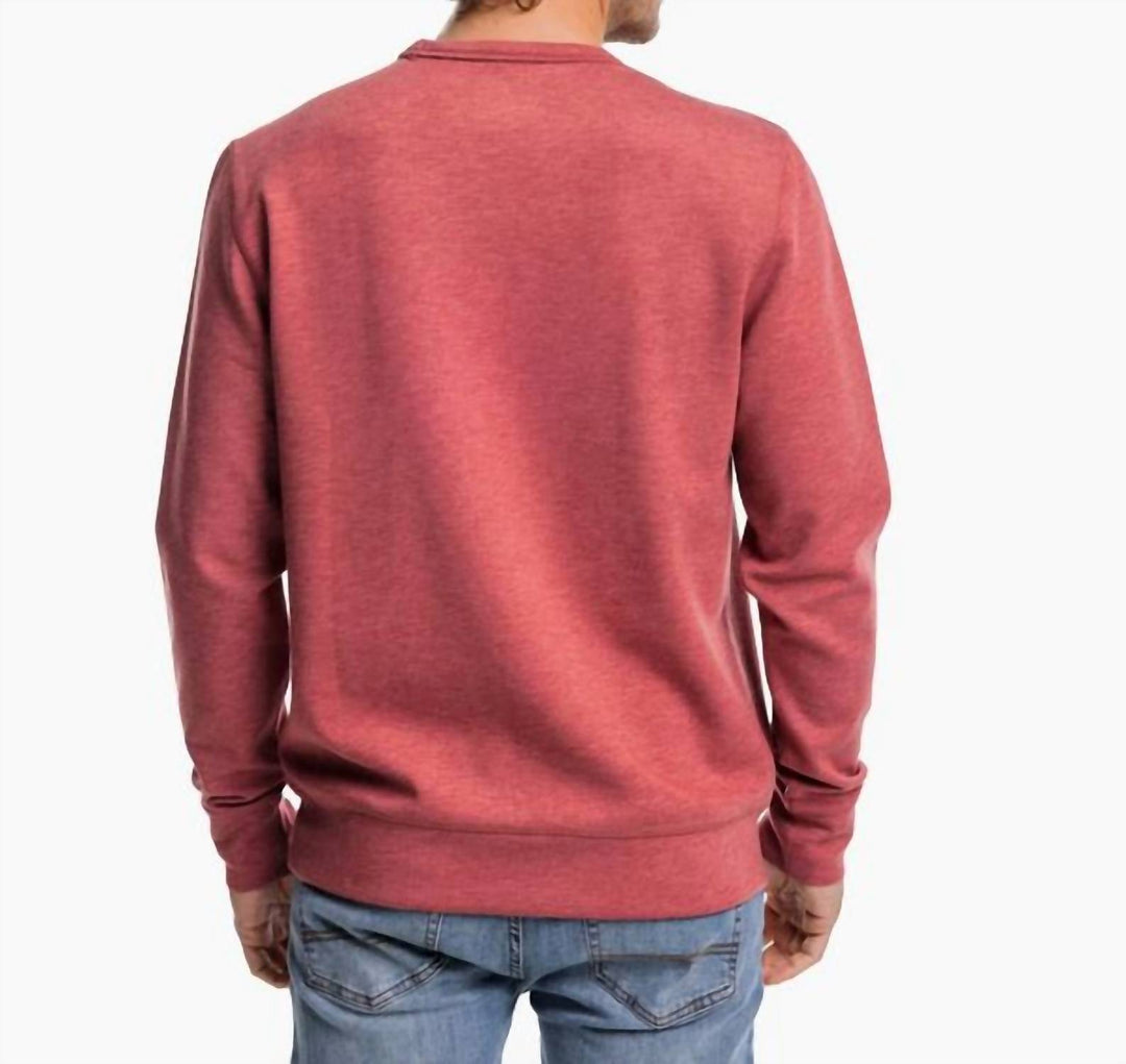 lockley heather interlock crew shirt in tuscany red