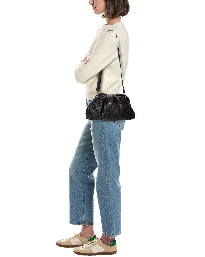nora hand-woven leather clutch