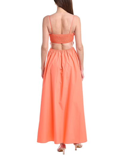 poplin open back maxi dress