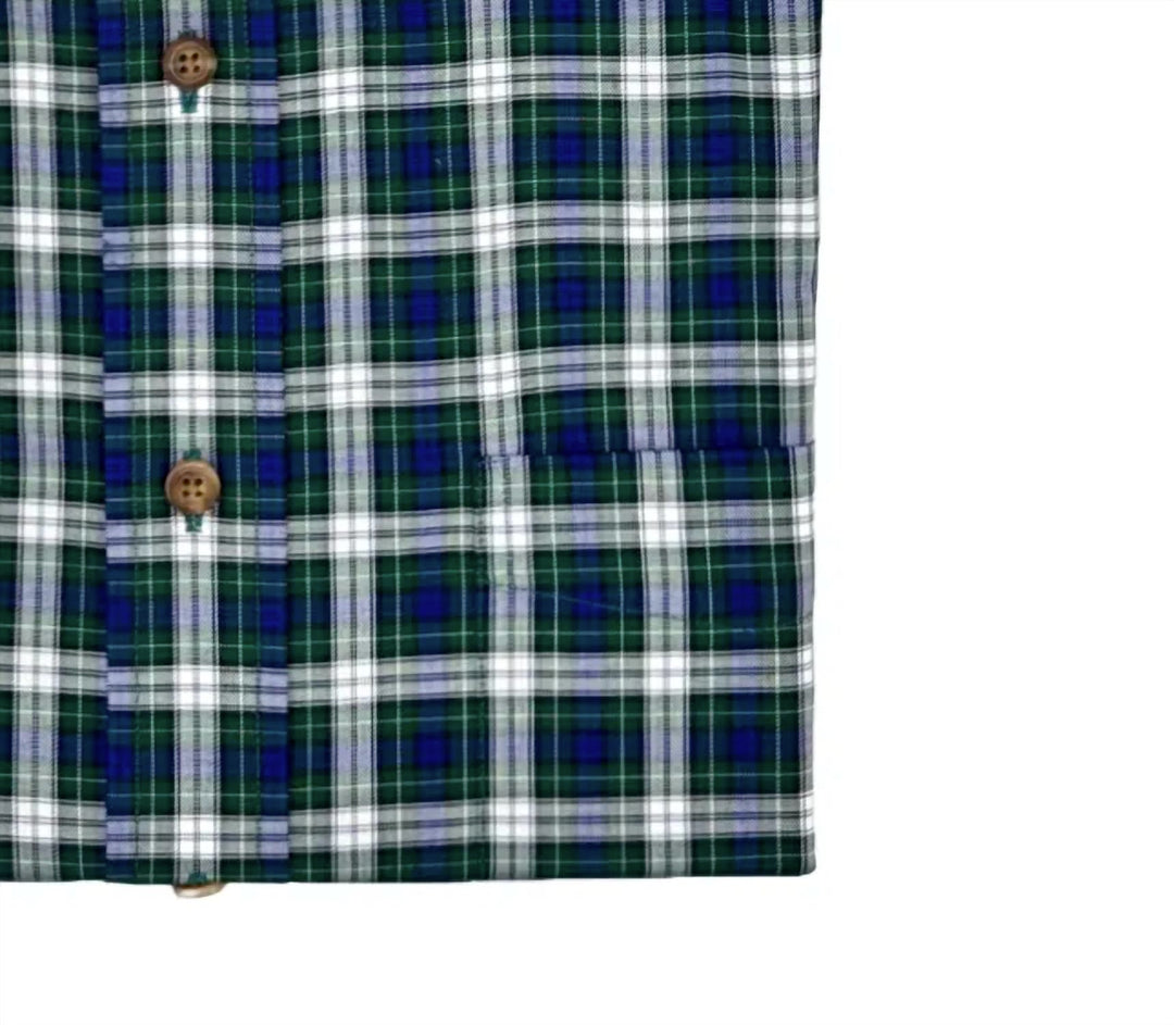 men's camden cotton long sleeve shirt in blue plaid