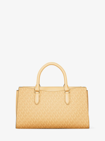arden medium signature logo top-zip satchel