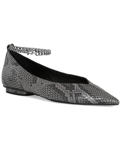 chain ankle leather ballet flat