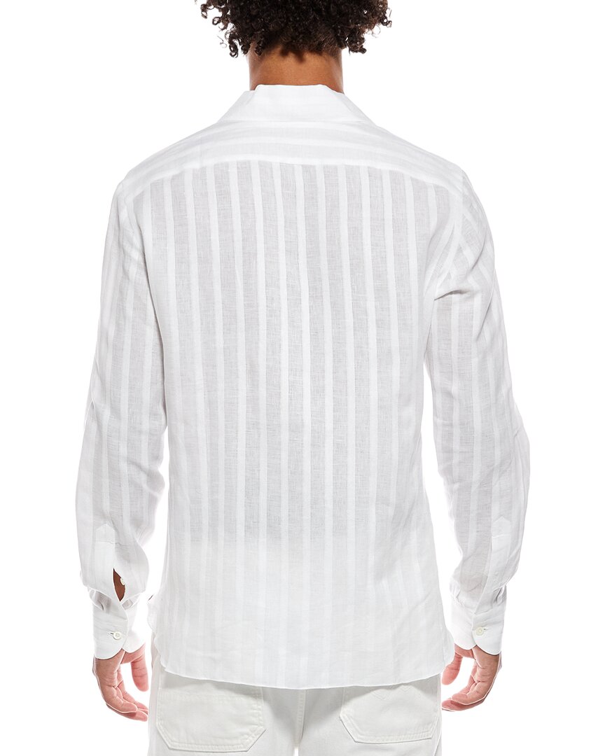 camp collar linen-blend shirt