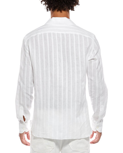 camp collar linen-blend shirt