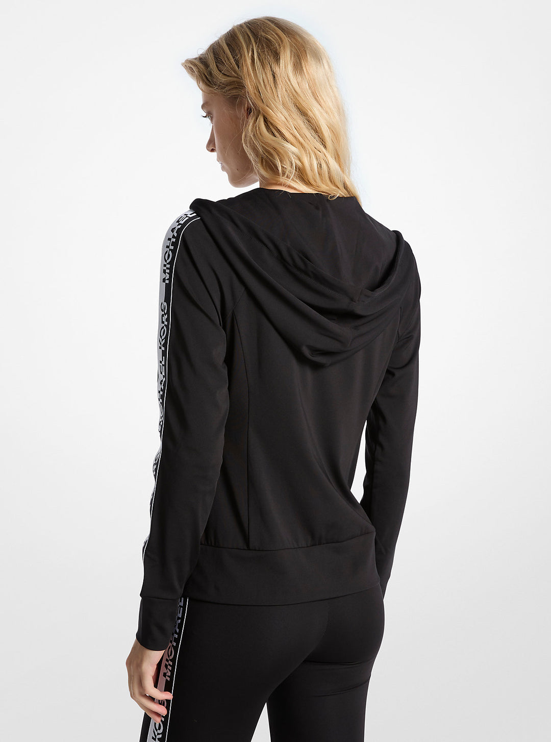 logo tape zip-up hoodie