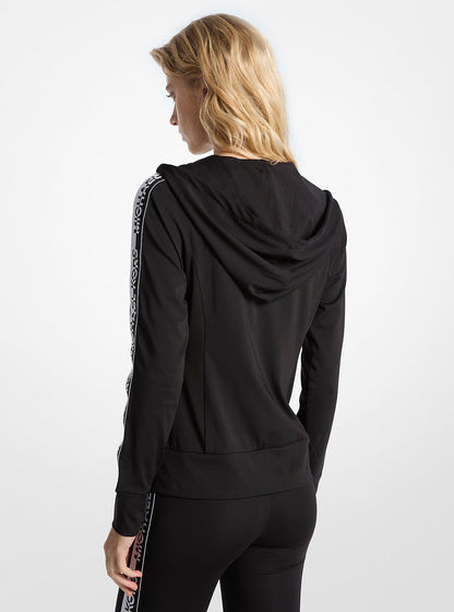 logo tape zip-up hoodie