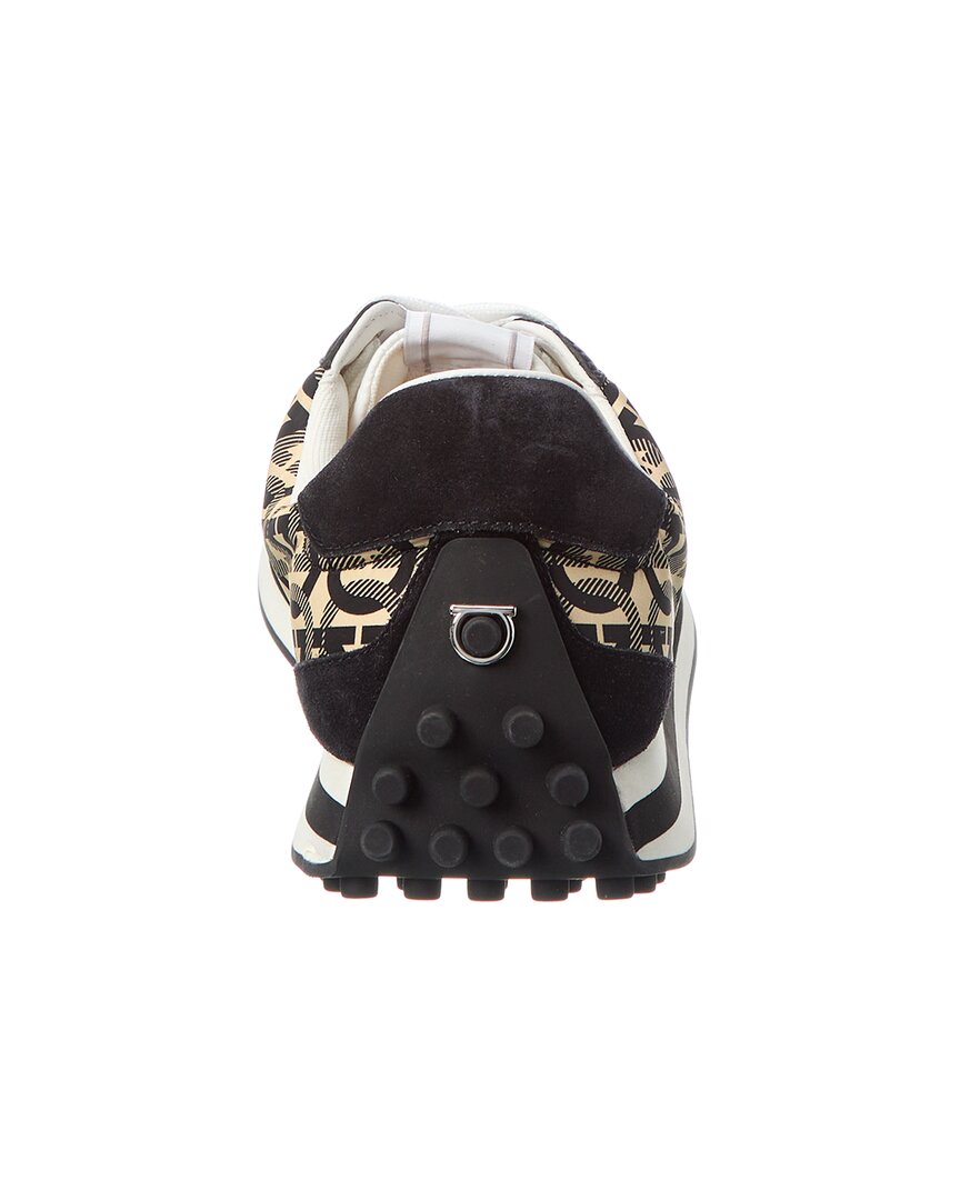 ferragamo gancini canvas & suede sneaker