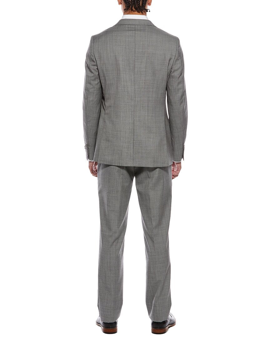 2pc wool-blend patro suit with flat front pant