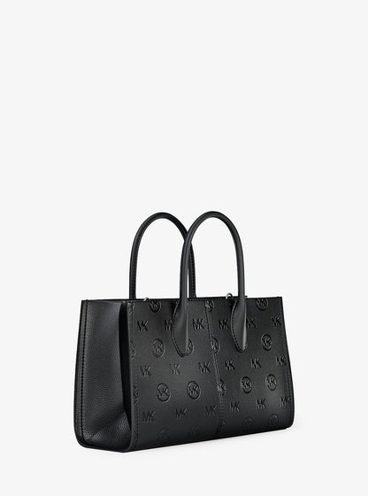 mirella medium logo debossed satchel