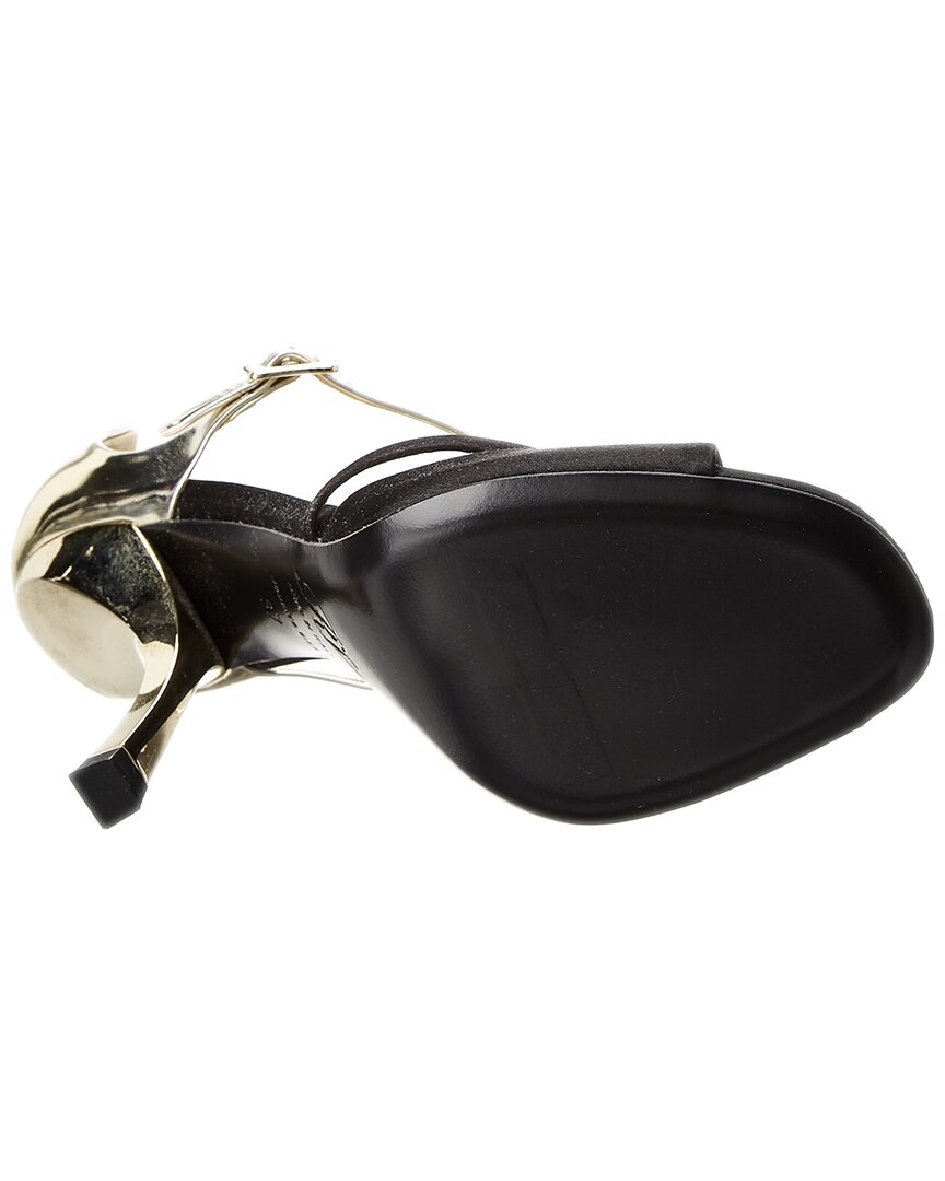 metallic leather & satin sandal