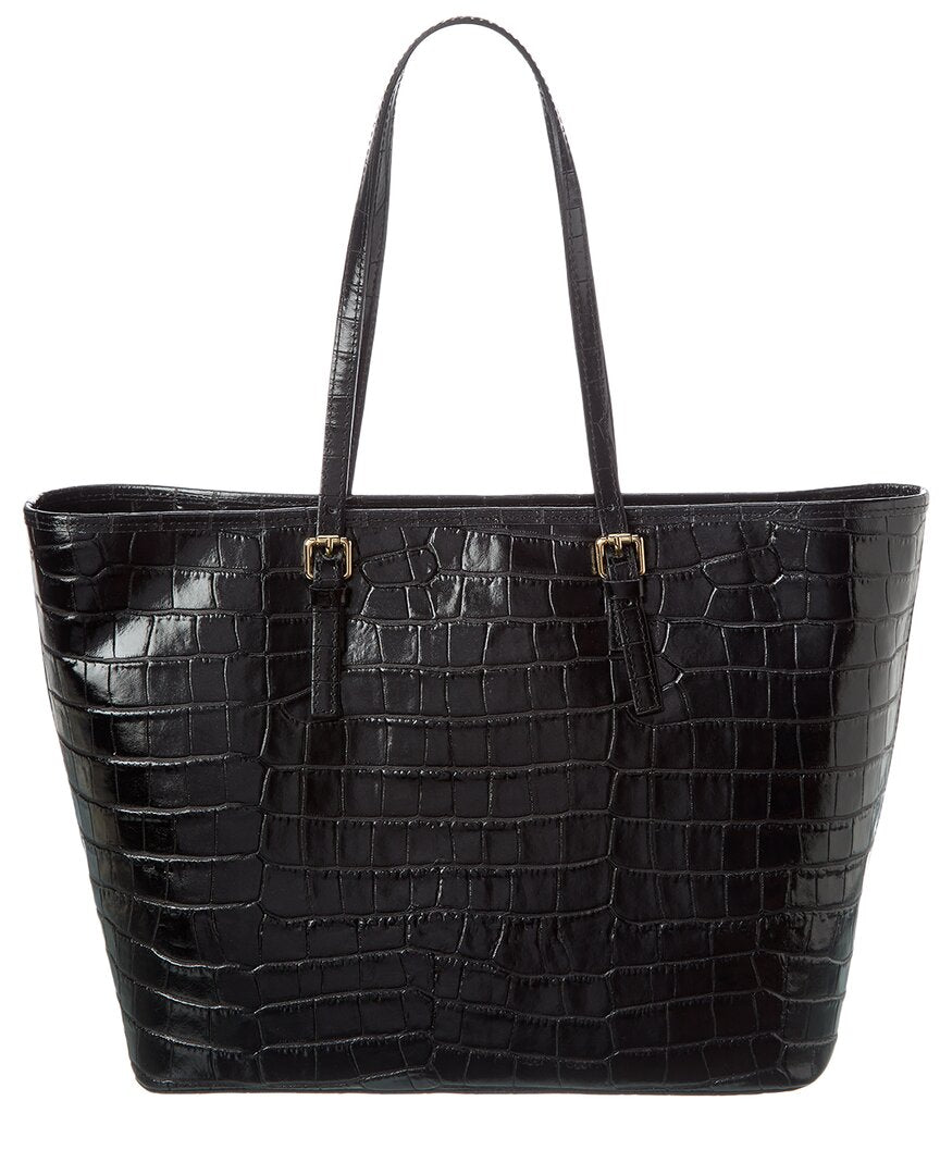 croc-embossed leather tote