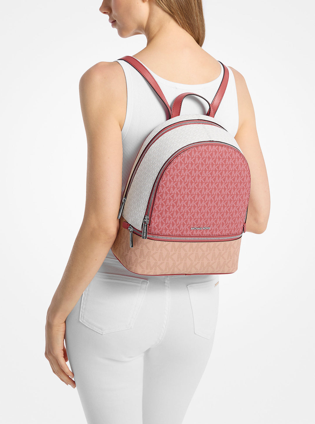 rhea medium color-block signature logo backpack