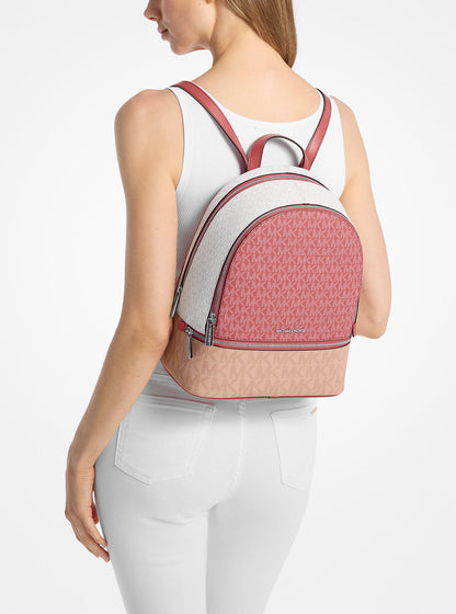 rhea medium color-block signature logo backpack