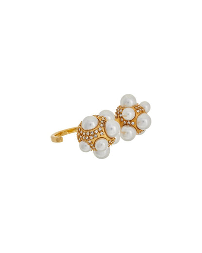 pearl pave cluster double ring