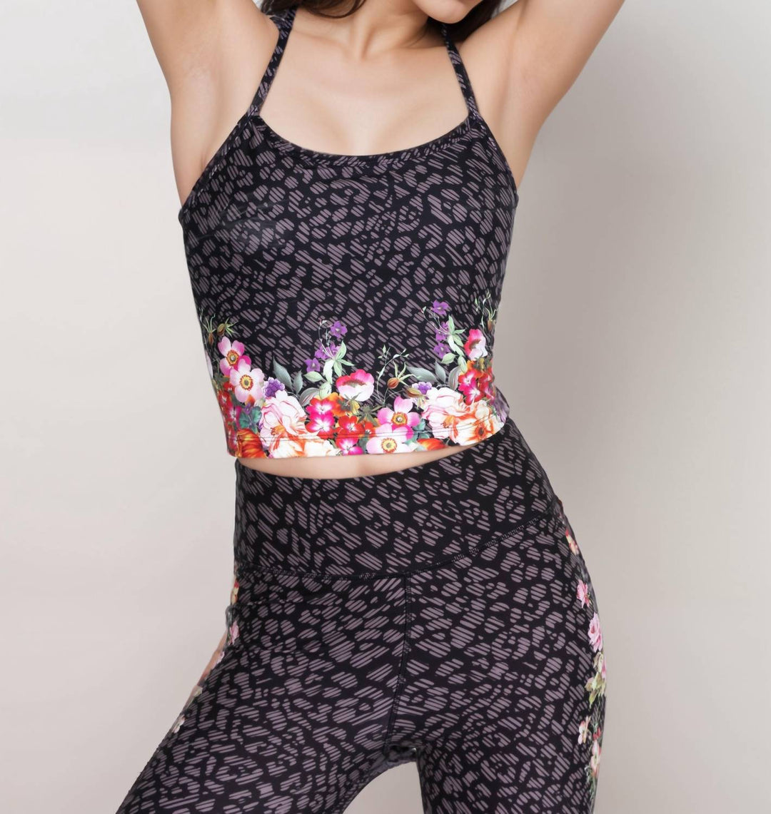 rosey rain bee active cami sports bra in multi