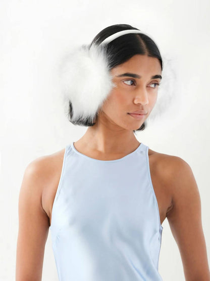 faux fur all earmuffs in swiss white