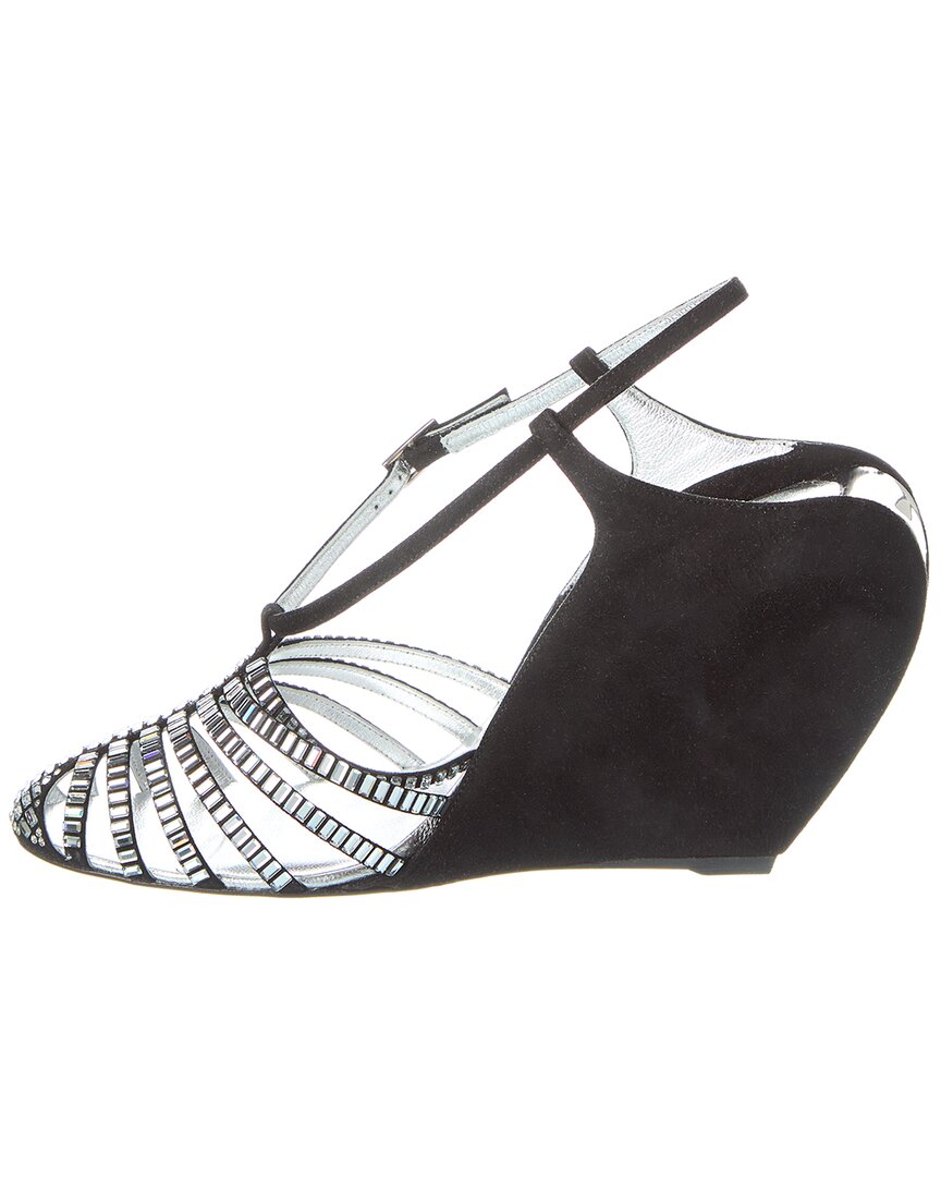 banana heel suede wedge sandal