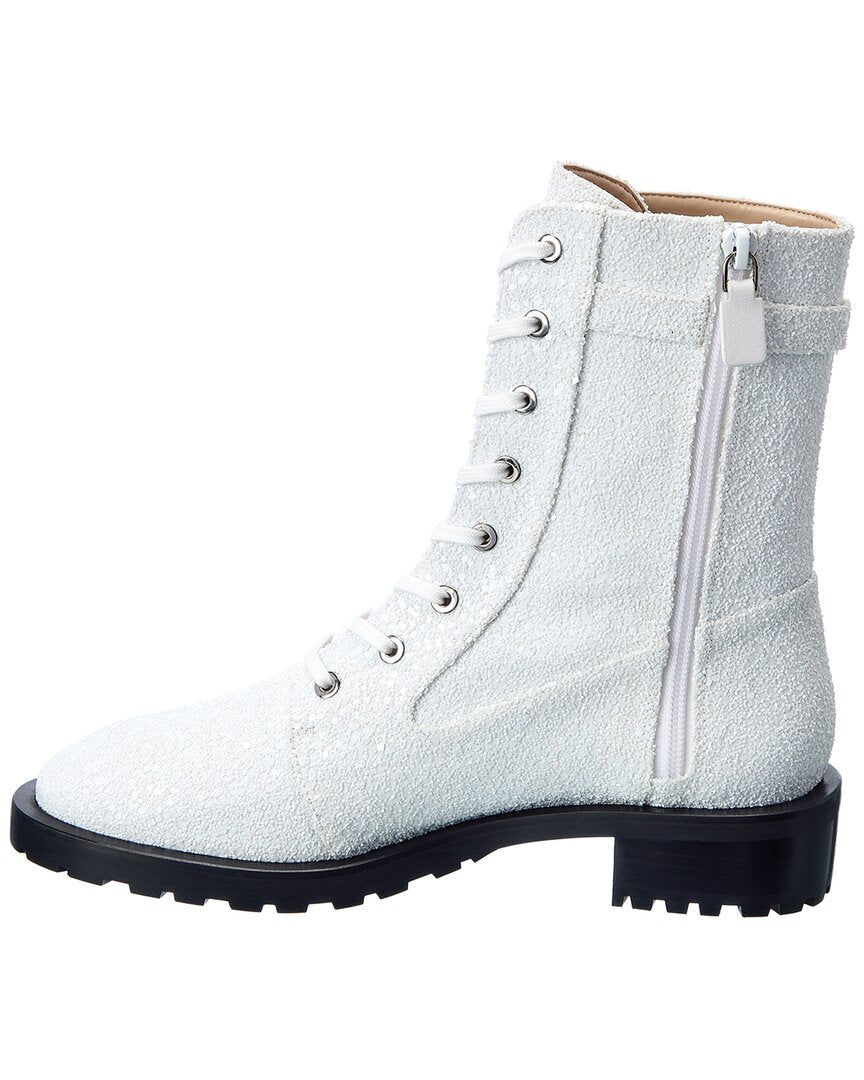 crystal buckle lace-up bootie