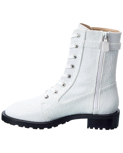 crystal buckle lace-up bootie