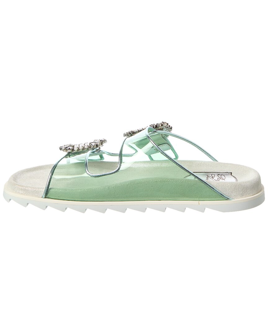 viv strass buckle vinyl & leather slide