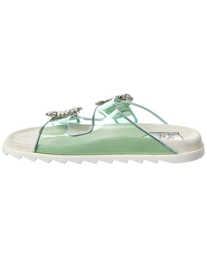 viv strass buckle vinyl & leather slide