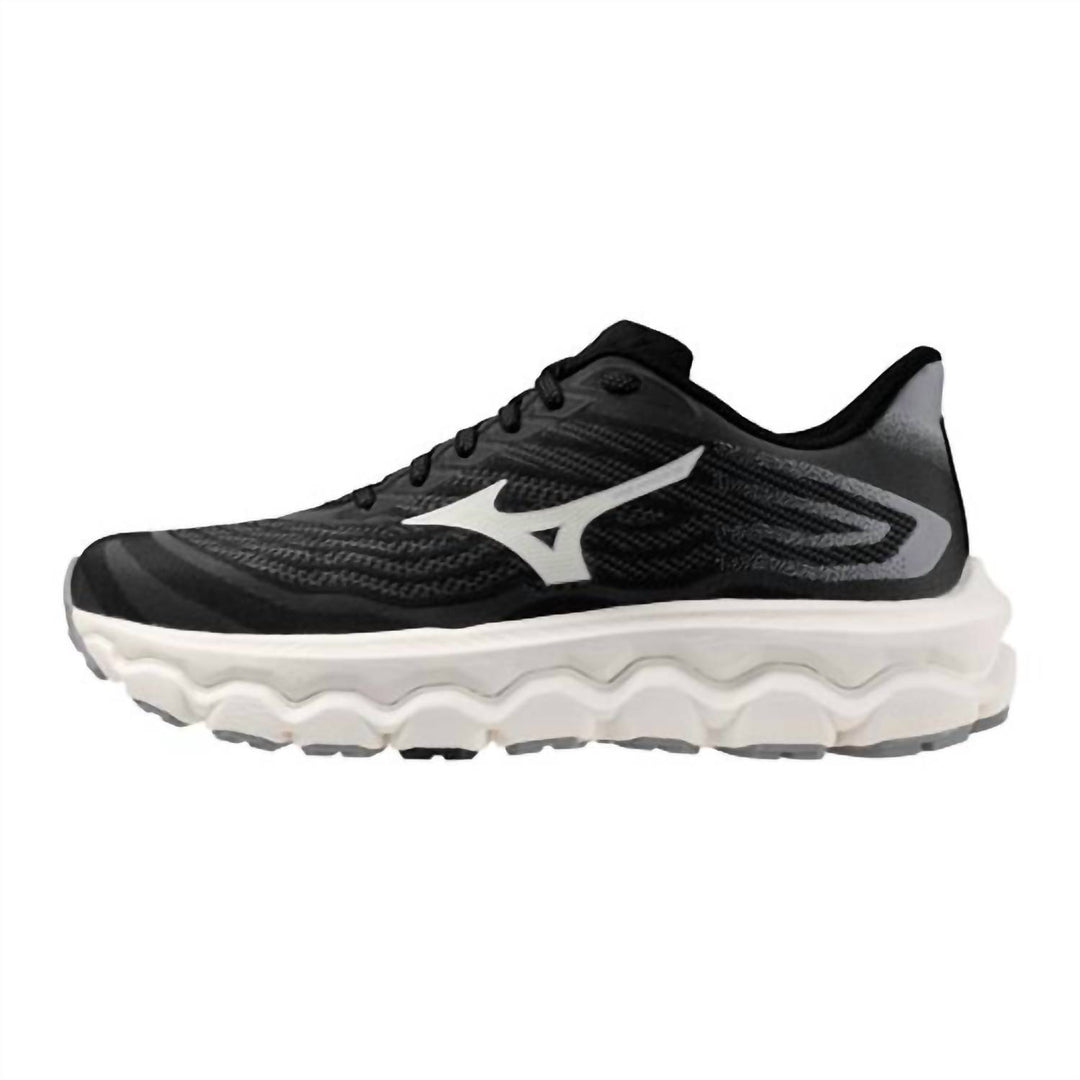 women's wave horizon 8 wide running shoes in black-white