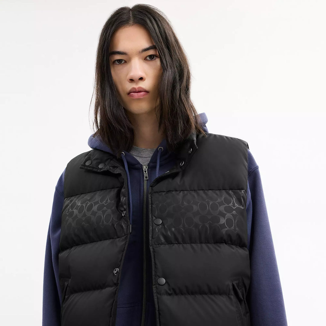 reversible colorblock down vest