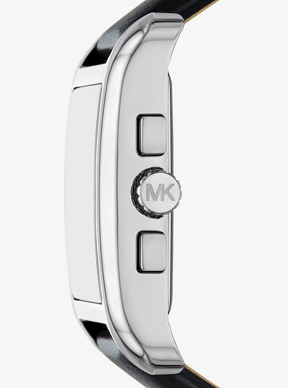 monroe silver-tone and leather watch