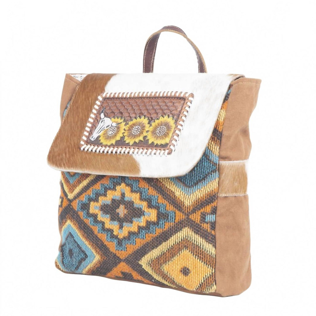 women's primordial hand-tooled bagpack in multi