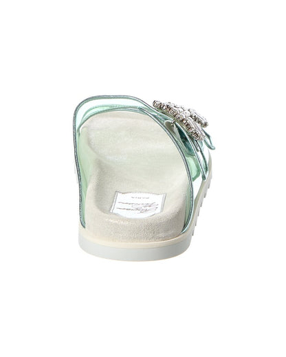 viv strass buckle vinyl & leather slide