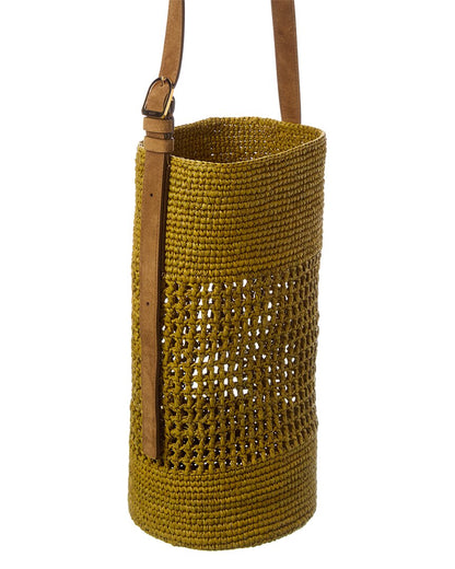 billie small raffia & suede bucket bag