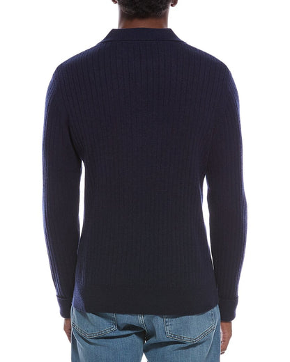 spread collar wool & cashmere-blend polo sweater