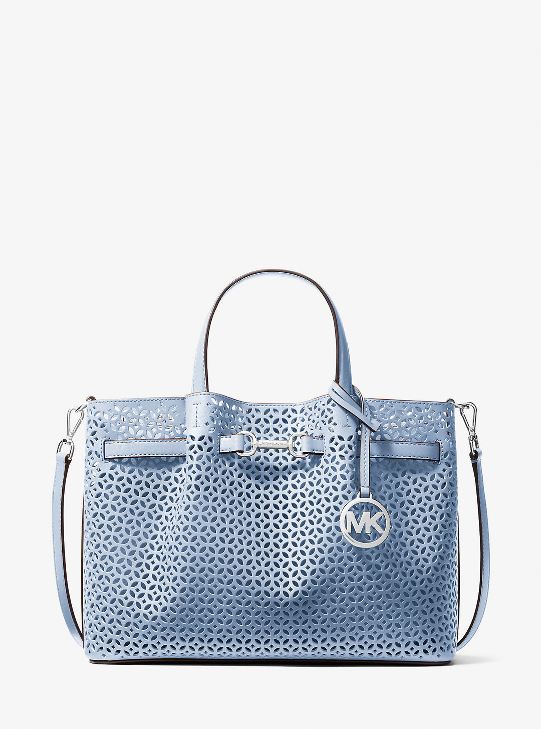 carson medium floral laser cut satchel