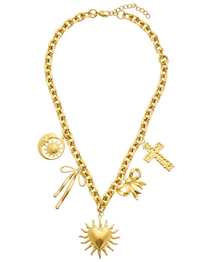 18k plated stainless steel charm necklace