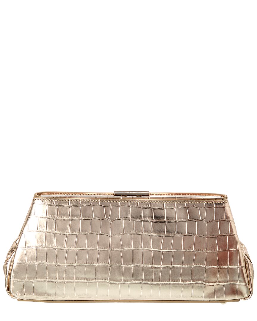 croc-embossed leather clutch