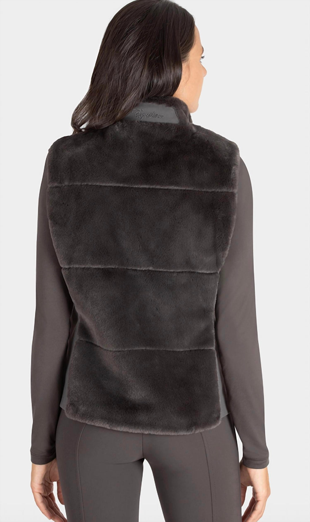 licorice eco-fur women's vest in liquorice