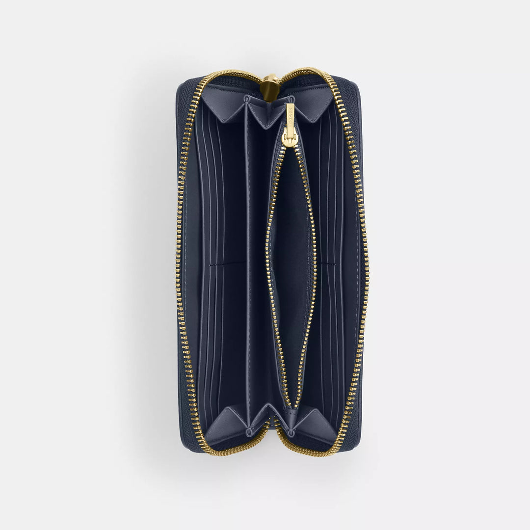 long zip around wallet in signature denim