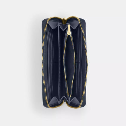 long zip around wallet in signature denim